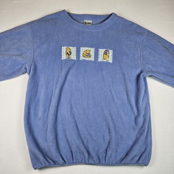 Vintage 90s Winnie The Pooh Sweatshirt Disney World Embroidered Patch Womens L - Picture 1 of 14